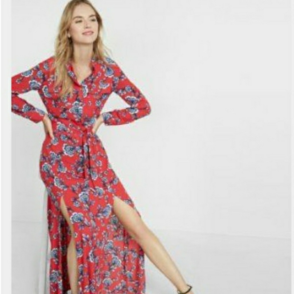Express Medium Red Maxi Dress